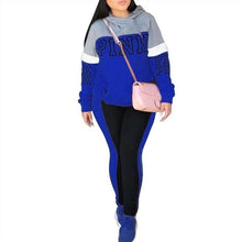Load image into Gallery viewer, New Pink Letter Print Tracksuit Women Casual Outfits 2 Two Piece Set Full Pants Suits Plus Size Clothing Autumn