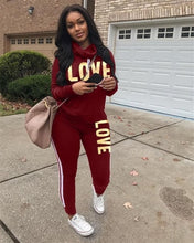 Load image into Gallery viewer, New Pink Letter Print Tracksuit Women Casual Outfits 2 Two Piece Set Full Pants Suits Plus Size Clothing Autumn