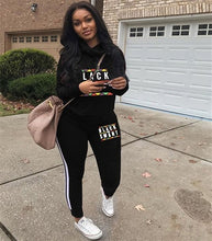 Load image into Gallery viewer, New Pink Letter Print Tracksuit Women Casual Outfits 2 Two Piece Set Full Pants Suits Plus Size Clothing Autumn