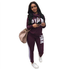 Load image into Gallery viewer, New Pink Letter Print Tracksuit Women Casual Outfits 2 Two Piece Set Full Pants Suits Plus Size Clothing Autumn