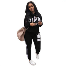 Load image into Gallery viewer, New Pink Letter Print Tracksuit Women Casual Outfits 2 Two Piece Set Full Pants Suits Plus Size Clothing Autumn