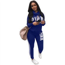 Load image into Gallery viewer, New Pink Letter Print Tracksuit Women Casual Outfits 2 Two Piece Set Full Pants Suits Plus Size Clothing Autumn