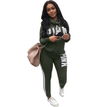 Load image into Gallery viewer, New Pink Letter Print Tracksuit Women Casual Outfits 2 Two Piece Set Full Pants Suits Plus Size Clothing Autumn