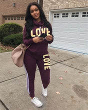 Load image into Gallery viewer, New Pink Letter Print Tracksuit Women Casual Outfits 2 Two Piece Set Full Pants Suits Plus Size Clothing Autumn