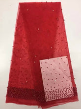 Load image into Gallery viewer, white Color African Lace Fabric 2020 Embroidered Nigerian Beaded Laces Fabric.High Quality French Tulle Lace Fabric For Women