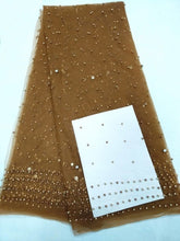 Load image into Gallery viewer, white Color African Lace Fabric 2020 Embroidered Nigerian Beaded Laces Fabric.High Quality French Tulle Lace Fabric For Women