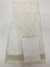Load image into Gallery viewer, white Color African Lace Fabric 2020 Embroidered Nigerian Beaded Laces Fabric.High Quality French Tulle Lace Fabric For Women