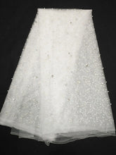 Load image into Gallery viewer, white Color African Lace Fabric 2020 Embroidered Nigerian Beaded Laces Fabric.High Quality French Tulle Lace Fabric For Women