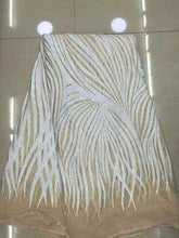 Load image into Gallery viewer, Wholesale African Lace Fabric 2020 High Quality Lace with Sequins French Net Nigerian Lace Fabrics for Dress JL916 Off White