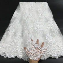 Load image into Gallery viewer, black white african lace fabric 2019 high quality lace french mesh fabric beaded swiss lace f