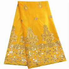 Load image into Gallery viewer, Velvet Lace Fabric With gold Sequin embroidered Velvet Lace fabric nigerian lace for wedding dress 5yards