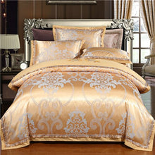 Load image into Gallery viewer, Luxury 22 types Silk Cotton Jacquard luxury Bedding Set Queen king size 4Pcs Duvet cover set Bedsheet bed linen Pillowcases