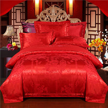 Load image into Gallery viewer, Luxury 22 types Silk Cotton Jacquard luxury Bedding Set Queen king size 4Pcs Duvet cover set Bedsheet bed linen Pillowcases