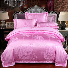 Load image into Gallery viewer, Luxury 22 types Silk Cotton Jacquard luxury Bedding Set Queen king size 4Pcs Duvet cover set Bedsheet bed linen Pillowcases