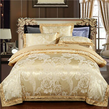 Load image into Gallery viewer, Luxury 22 types Silk Cotton Jacquard luxury Bedding Set Queen king size 4Pcs Duvet cover set Bedsheet bed linen Pillowcases