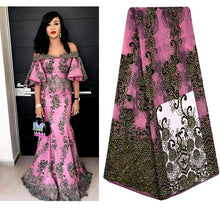 Load image into Gallery viewer, African Lace Fabric 2018 Embroidered French Laces Fabric High Quality French Tulle Lace Fabric For Wedding Party Dress A697