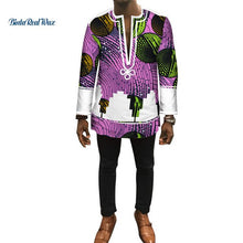 Load image into Gallery viewer, Autumn Dashiki African Bazin Riche Mens Top Clothes Patchwork Shirts African Design Clothes Custom Print Shirt