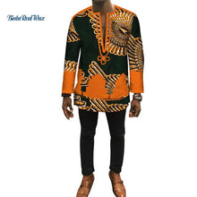 Load image into Gallery viewer, Autumn Dashiki African Bazin Riche Mens Top Clothes Patchwork Shirts African Design Clothes Custom Print Shirt
