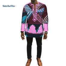 Load image into Gallery viewer, Autumn Dashiki African Bazin Riche Mens Top Clothes Patchwork Shirts African Design Clothes Custom Print Shirt