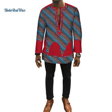 Load image into Gallery viewer, Autumn Dashiki African Bazin Riche Mens Top Clothes Patchwork Shirts African Design Clothes Custom Print Shirt