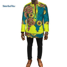 Load image into Gallery viewer, Autumn Dashiki African Bazin Riche Mens Top Clothes Patchwork Shirts African Design Clothes Custom Print Shirt