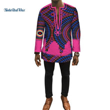 Load image into Gallery viewer, Autumn Dashiki African Bazin Riche Mens Top Clothes Patchwork Shirts African Design Clothes Custom Print Shirt