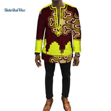 Load image into Gallery viewer, Autumn Dashiki African Bazin Riche Mens Top Clothes Patchwork Shirts African Design Clothes Custom Print Shirt
