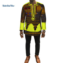 Load image into Gallery viewer, Autumn Dashiki African Bazin Riche Mens Top Clothes Patchwork Shirts African Design Clothes Custom Print Shirt