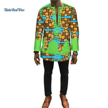 Load image into Gallery viewer, Autumn Dashiki African Bazin Riche Mens Top Clothes Patchwork Shirts African Design Clothes Custom Print Shirt