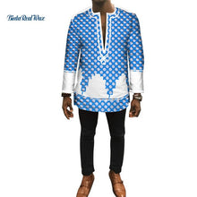 Load image into Gallery viewer, Autumn Dashiki African Bazin Riche Mens Top Clothes Patchwork Shirts African Design Clothes Custom Print Shirt
