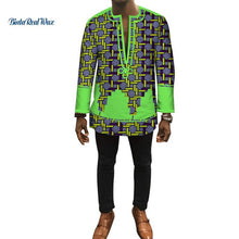 Load image into Gallery viewer, Autumn Dashiki African Bazin Riche Mens Top Clothes Patchwork Shirts African Design Clothes Custom Print Shirt