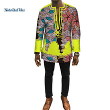 Load image into Gallery viewer, Autumn Dashiki African Bazin Riche Mens Top Clothes Patchwork Shirts African Design Clothes Custom Print Shirt