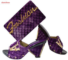 Load image into Gallery viewer, doershow African Matching Shoe and Bags Italian In Women High Quality African Wedding Shoes and Bag Set Nigerian Shoes TGF1-21