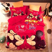 Load image into Gallery viewer, Red Flannel fleece Mickey Minnie Mouse comforter bedding sets queen size quilt cover twin 3d full bed linen coverlet Girls Kids