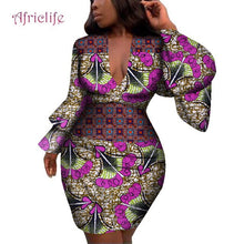 Load image into Gallery viewer, Fashion Women Dress Bazin Riche African Print Flare Sleeve Dresses