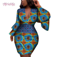 Load image into Gallery viewer, Fashion Women Dress Bazin Riche African Print Flare Sleeve Dresses