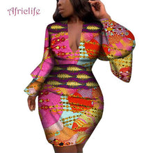 Load image into Gallery viewer, Fashion Women Dress Bazin Riche African Print Flare Sleeve Dresses