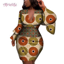 Load image into Gallery viewer, Fashion Women Dress Bazin Riche African Print Flare Sleeve Dresses