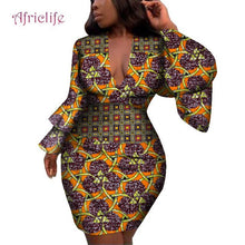 Load image into Gallery viewer, Fashion Women Dress Bazin Riche African Print Flare Sleeve Dresses
