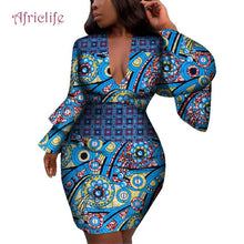 Load image into Gallery viewer, Fashion Women Dress Bazin Riche African Print Flare Sleeve Dresses