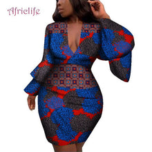Load image into Gallery viewer, Fashion Women Dress Bazin Riche African Print Flare Sleeve Dresses