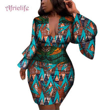 Load image into Gallery viewer, Fashion Women Dress Bazin Riche African Print Flare Sleeve Dresses