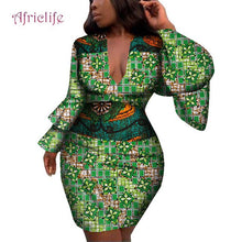 Load image into Gallery viewer, Fashion Women Dress Bazin Riche African Print Flare Sleeve Dresses