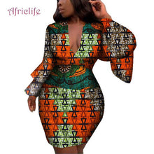 Load image into Gallery viewer, Fashion Women Dress Bazin Riche African Print Flare Sleeve Dresses